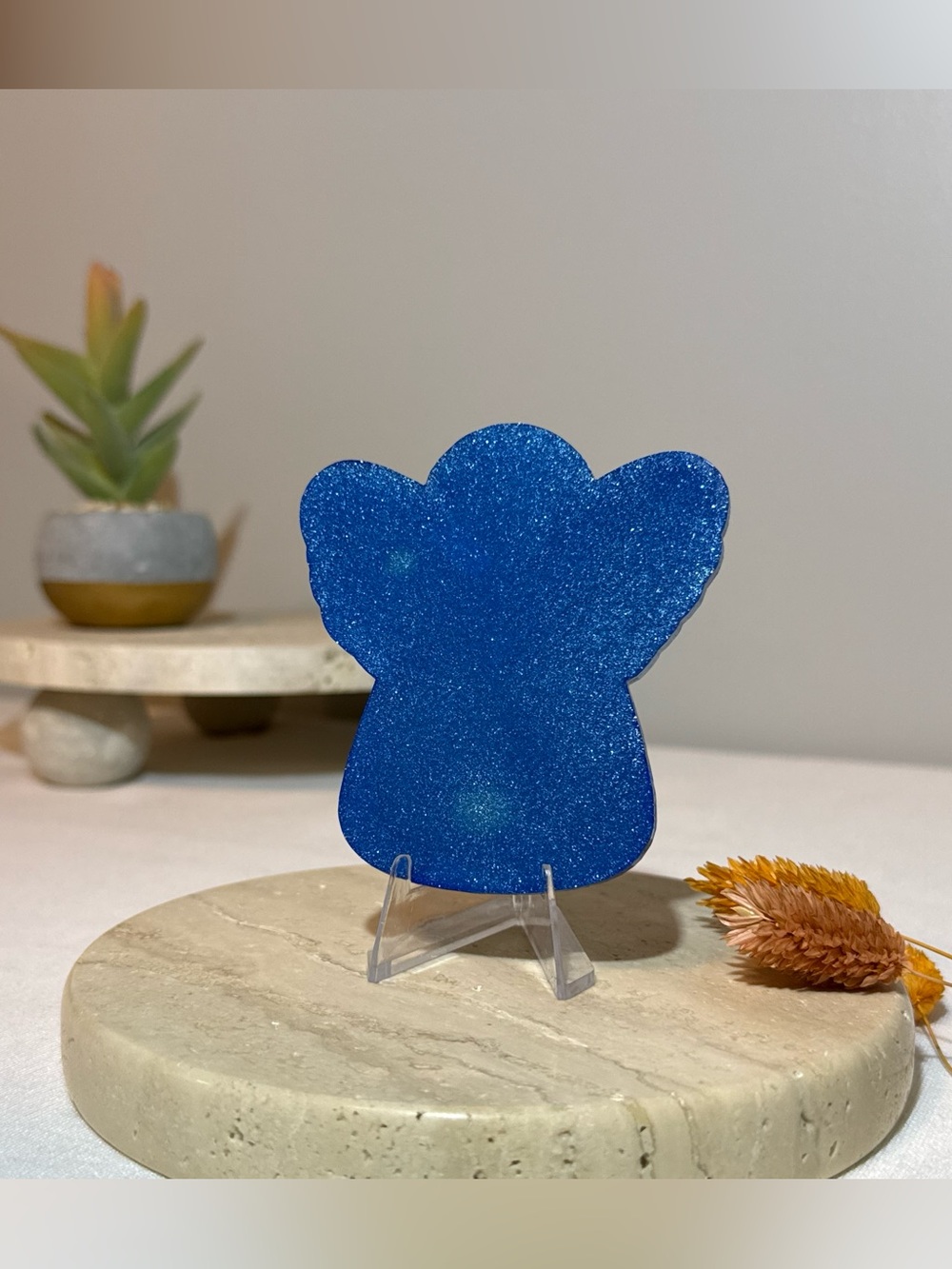 Handmade Blue Resin Angel Mirror | Glitter Decorative Mirror - Picture 6 of 6
